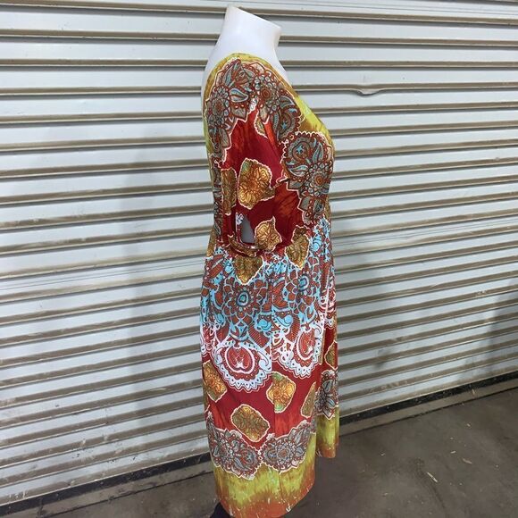 Maurice’s dress career deep v front and back floral geometric design size XL - Picture 6 of 8